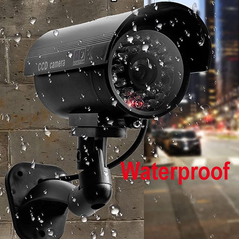 JYtrend Fake Camera, Dummy Camera CCTV Surveillance System with Realistic Red LED Flashing Light for Outdoor and Indoor + Warning Sticker (2 Pack, Black) - Image 4